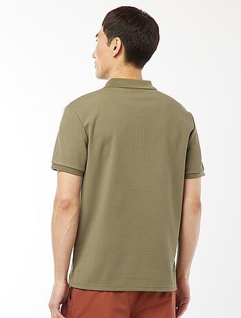 Polo a nido d'ape e collo con zip