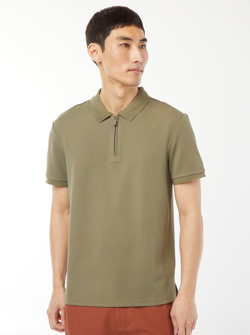 Polo a nido d'ape e collo con zip - Kiabi