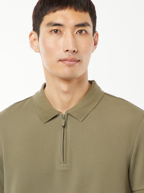 Polo a nido d'ape e collo con zip - Kiabi