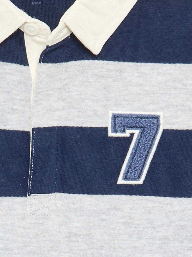 Polo a righe con colletto a contrasto Blu - Kiabi