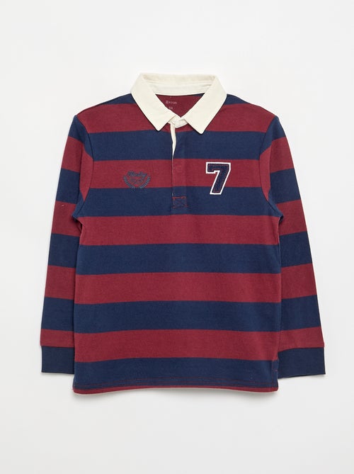 Polo a righe con colletto a contrasto - Kiabi Polo a righe con colletto a contrasto - Kiabi