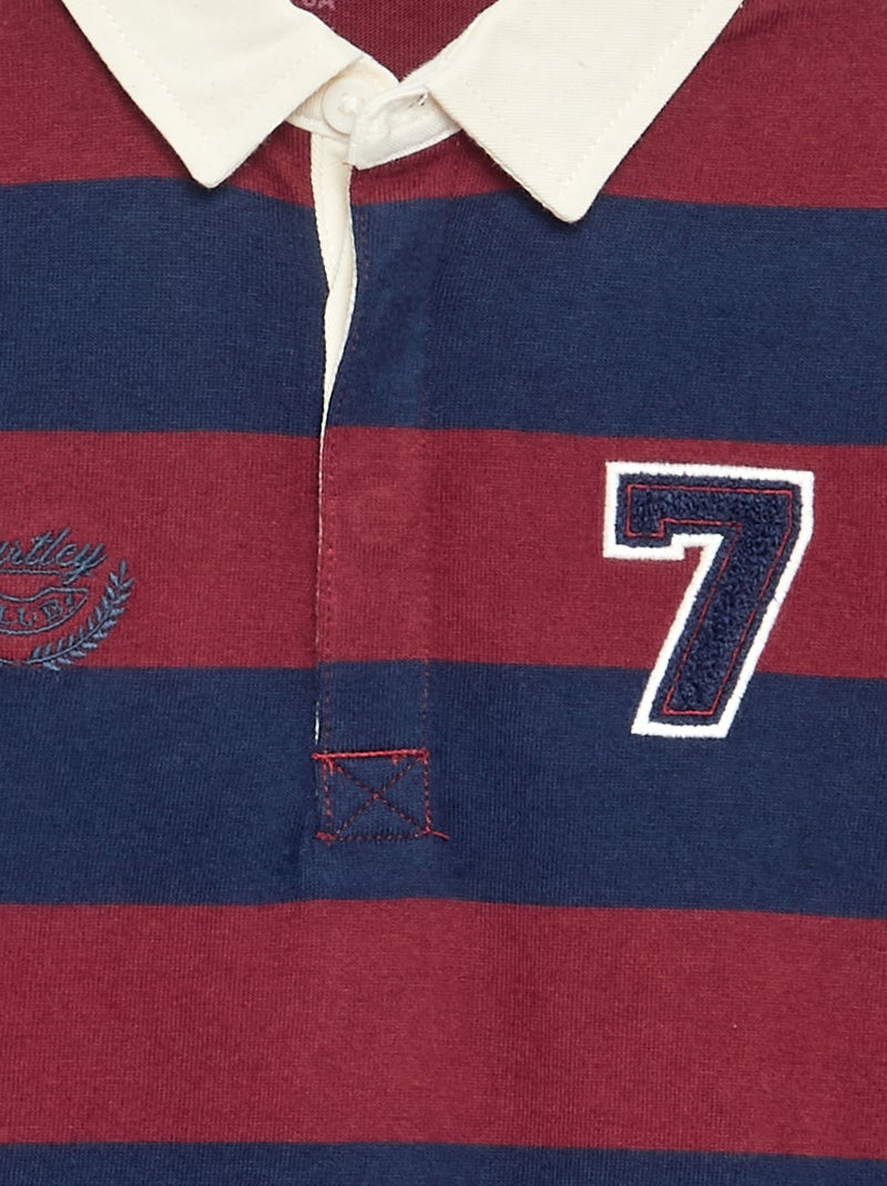 Polo a righe con colletto a contrasto Rosso - Kiabi
