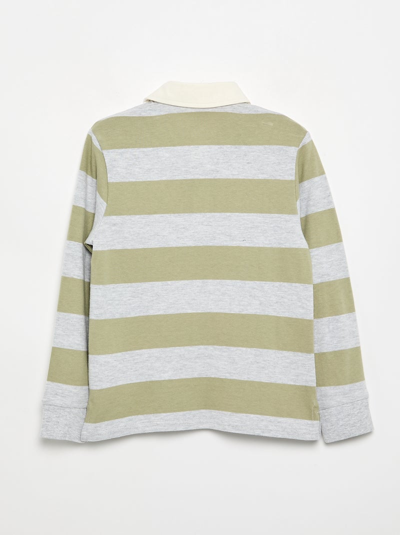 Polo a righe con colletto a contrasto Verde - Kiabi