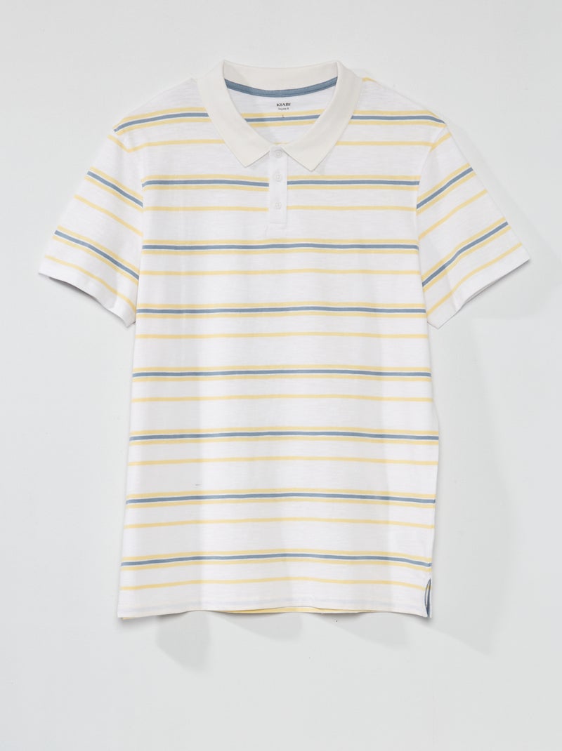 Polo a righe con maniche corte Bianco - Kiabi