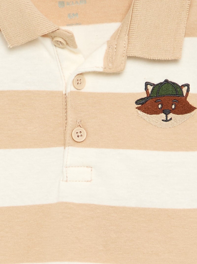 Polo a righe in jersey di cotone Beige - Kiabi
