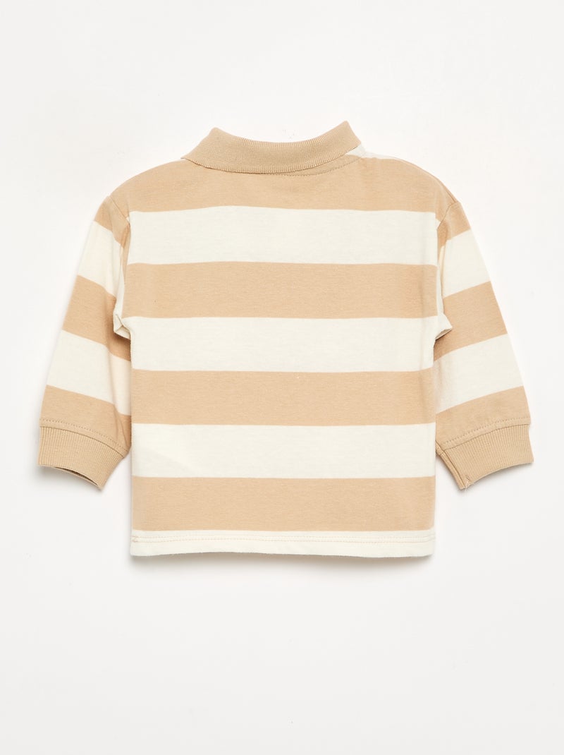 Polo a righe in jersey di cotone Beige - Kiabi