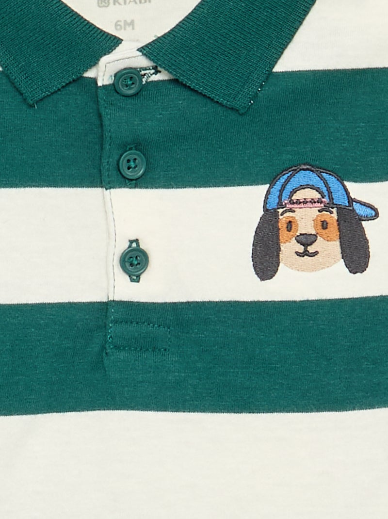 Polo a righe in jersey di cotone Verde - Kiabi