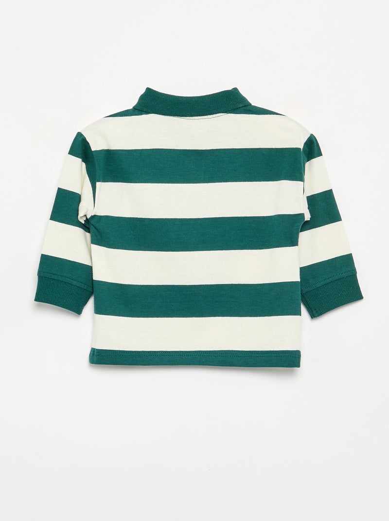 Polo a righe in jersey di cotone Verde - Kiabi