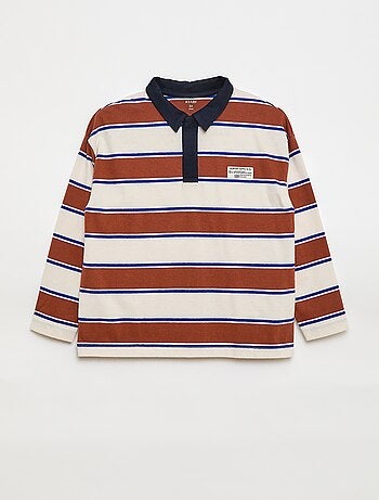Polo a righe in maglia jersey a maniche lunghe