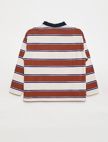Polo a righe in maglia jersey a maniche lunghe