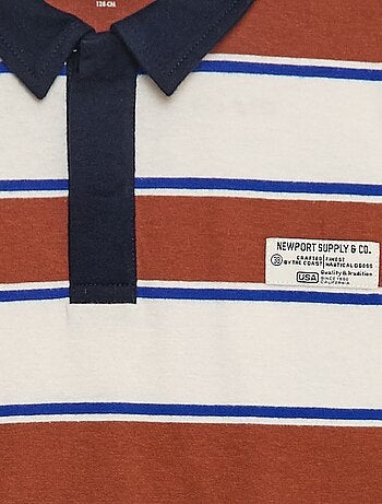 Polo a righe in maglia jersey a maniche lunghe