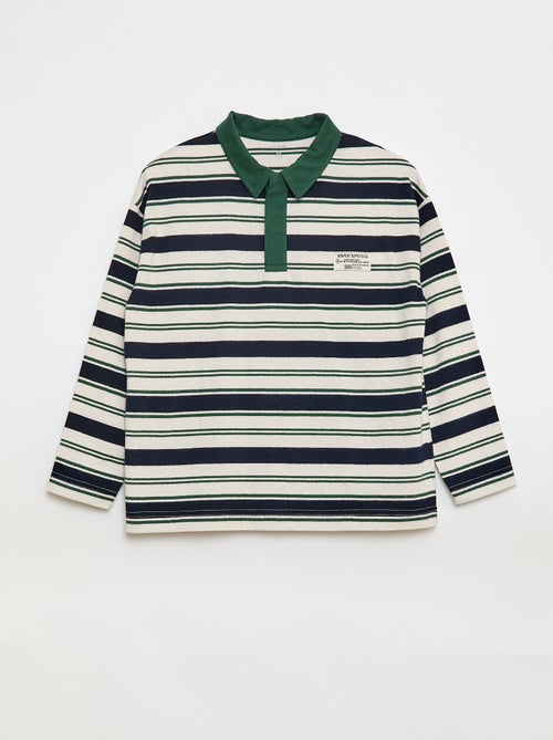 Polo a righe in maglia jersey a maniche lunghe - Kiabi