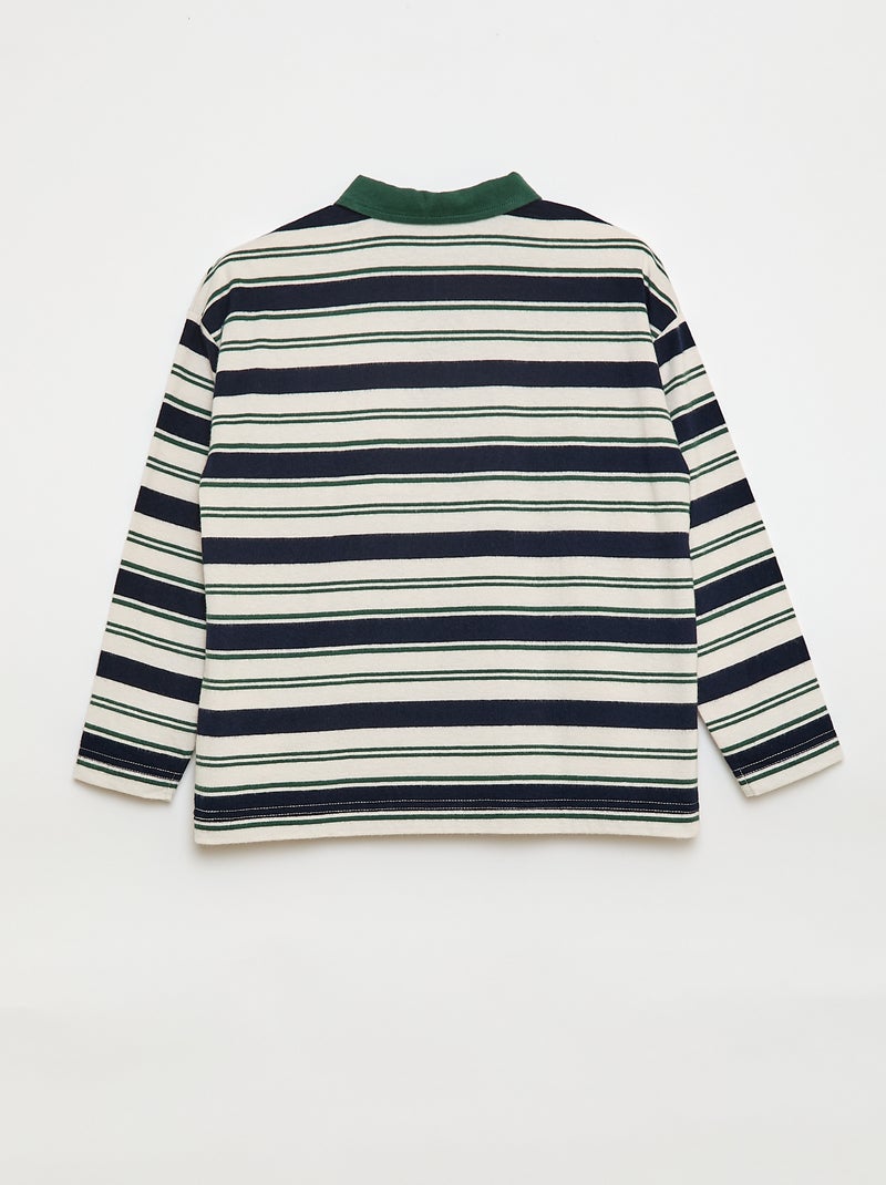 Polo a righe in maglia jersey a maniche lunghe Beige - Kiabi