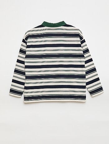 Polo a righe in maglia jersey a maniche lunghe