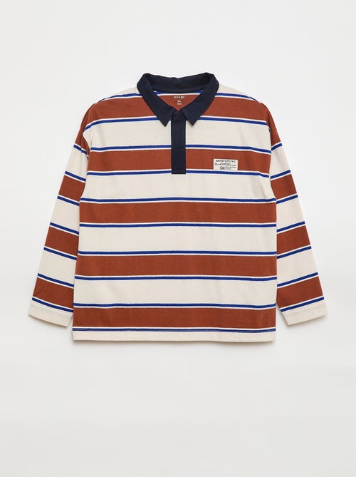 Polo a righe in maglia jersey a maniche lunghe - Kiabi