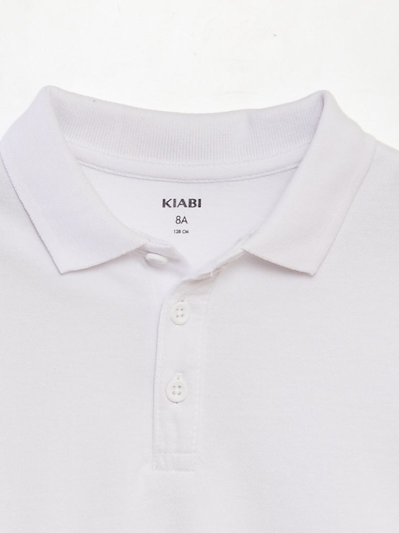 Polo a tinta unita in piqué bianco - Kiabi