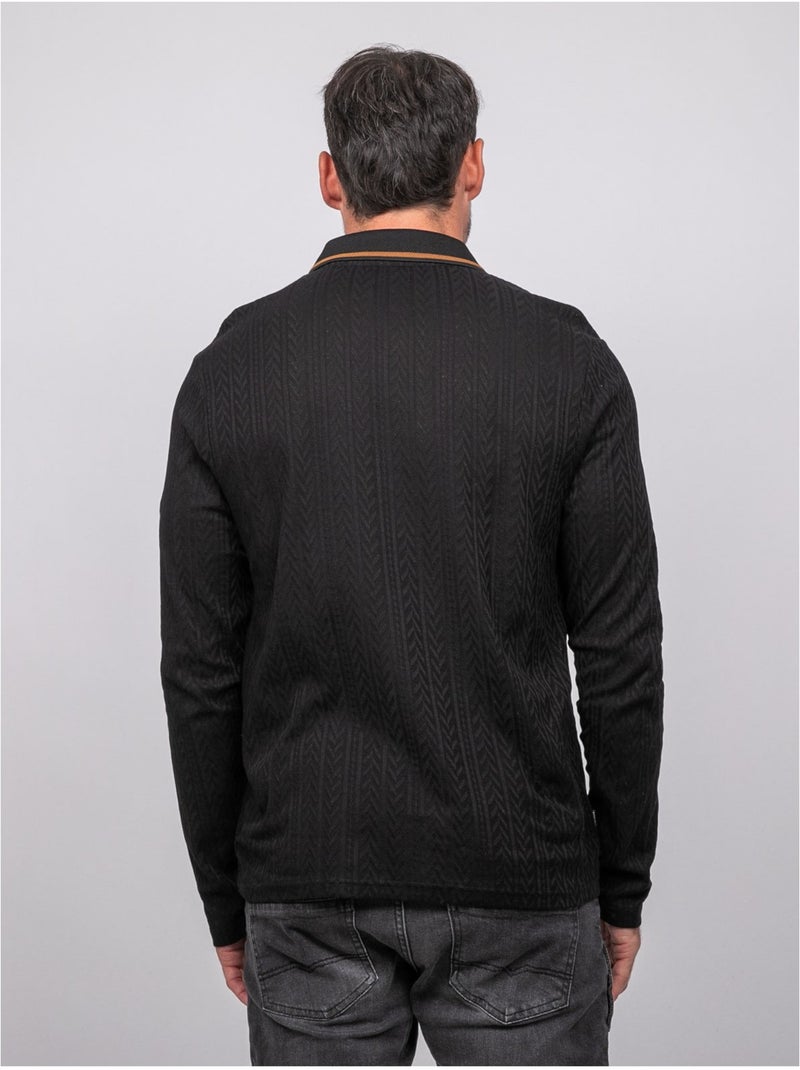 Polo a trecce a maniche lunghe in cotone pociber Nero - Kiabi