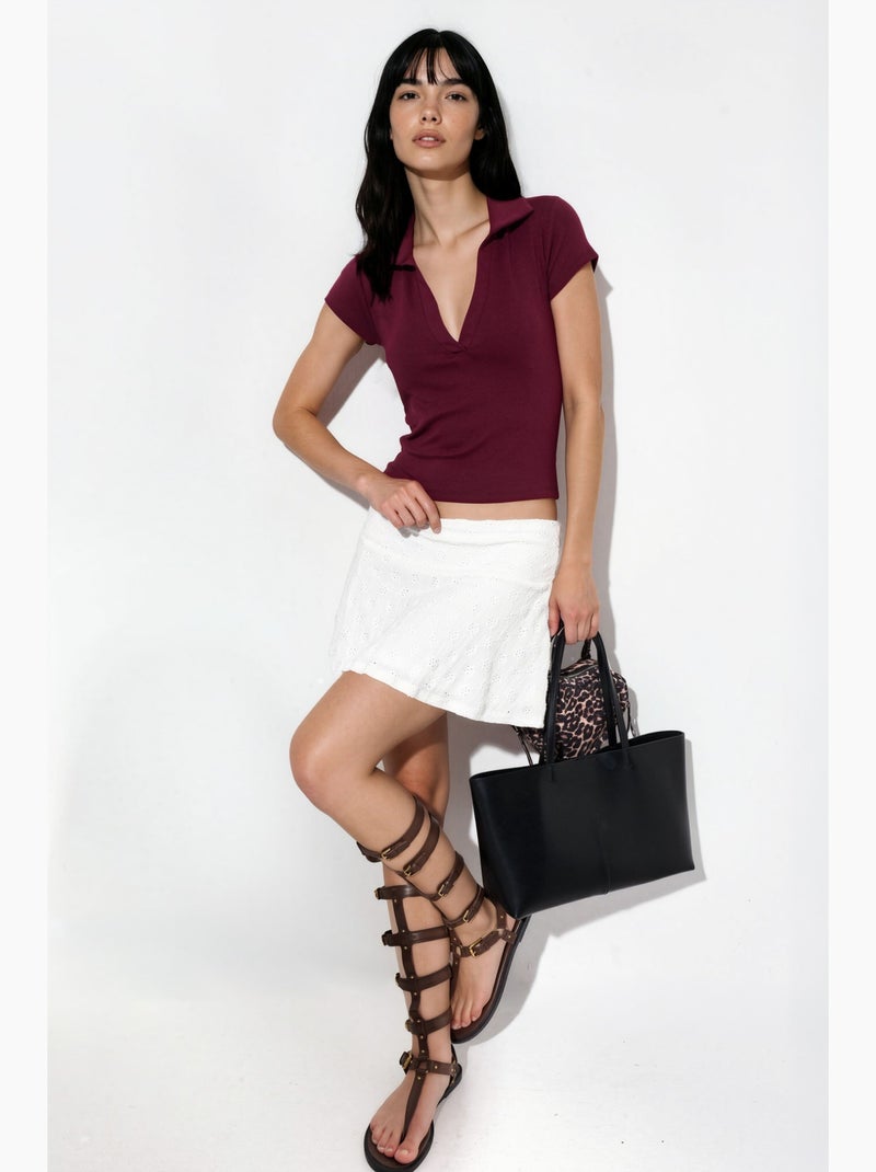 Polo aderente a costine busem Rosso bordeaux - Kiabi