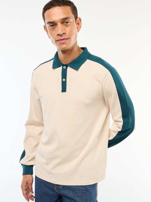 Polo bicolore a maniche lunghe - Kiabi