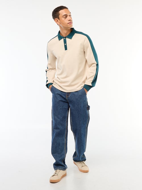 Polo bicolore a maniche lunghe - Kiabi