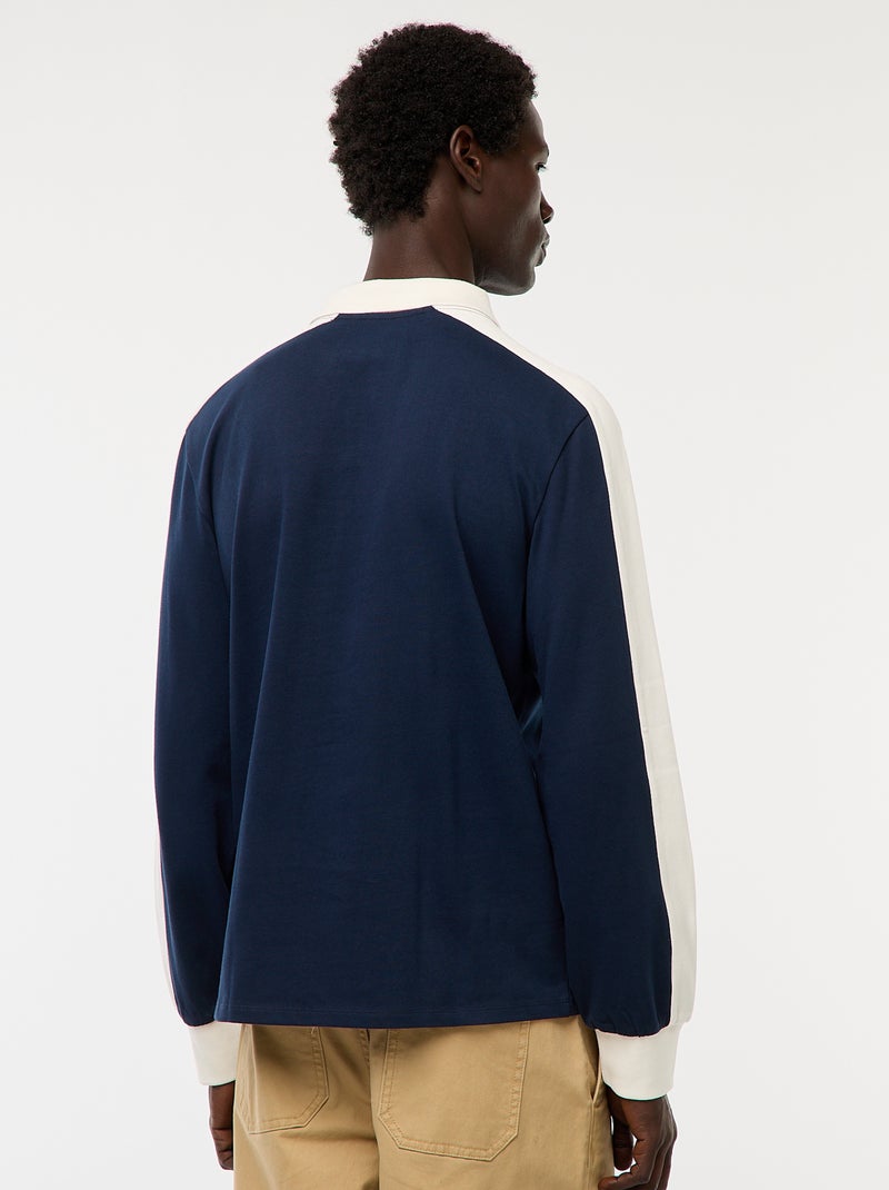 Polo bicolore a maniche lunghe Blu - Kiabi