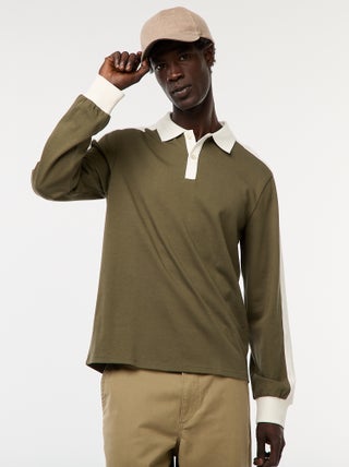 Polo bicolore a maniche lunghe