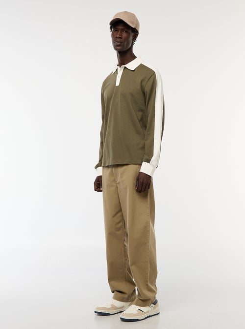 Polo bicolore a maniche lunghe - Kiabi