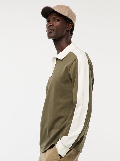 Polo bicolore a maniche lunghe - Kiabi