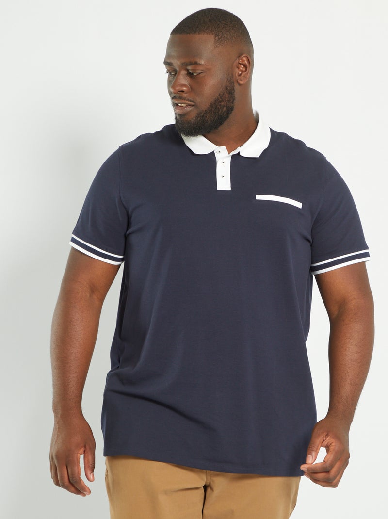 Polo bicolore maniche corte BLU - Kiabi