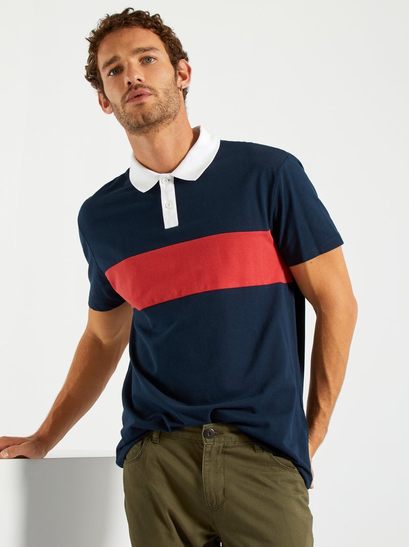 Polo color block blu nero - Kiabi