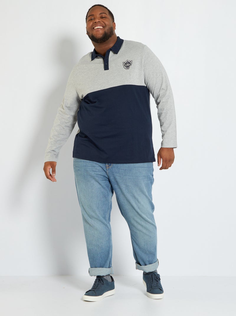 Polo color block in jersey BLU - Kiabi