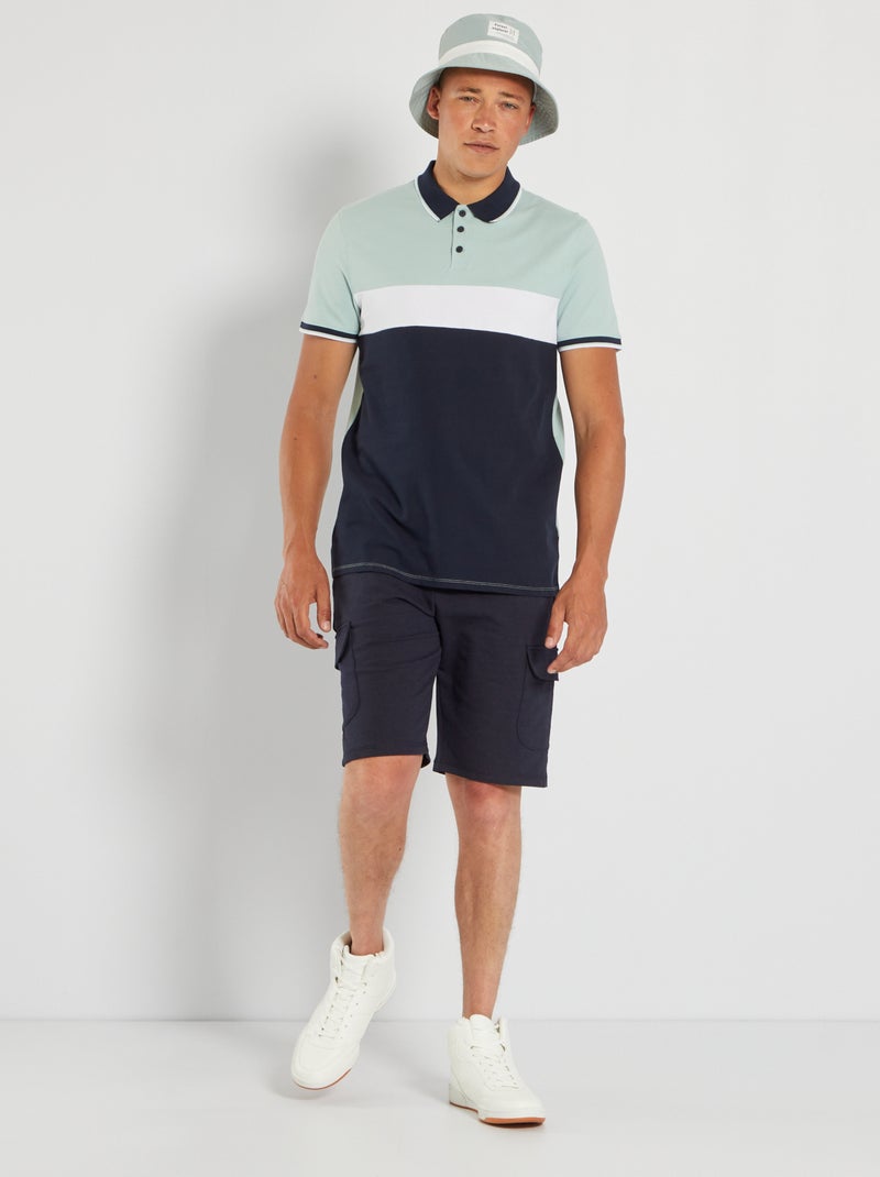 Polo color block in piqué di cotone blu - Kiabi