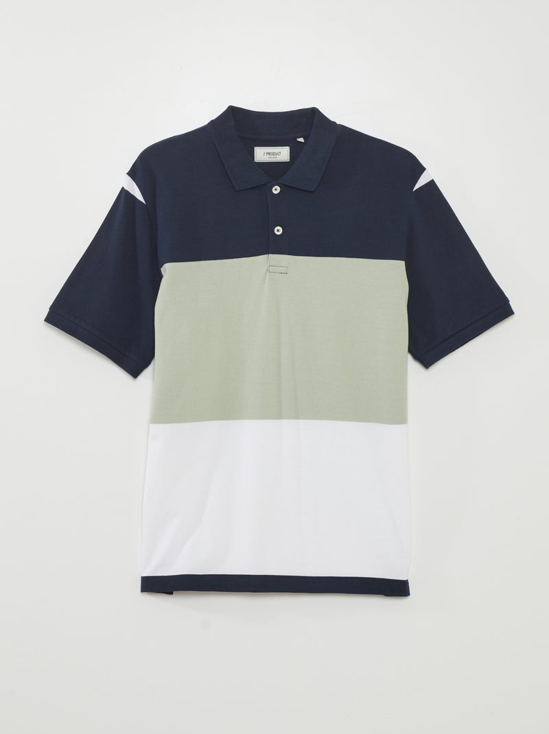 Polo color block in piqué di cotone 'Produkt' BEIGE - Kiabi