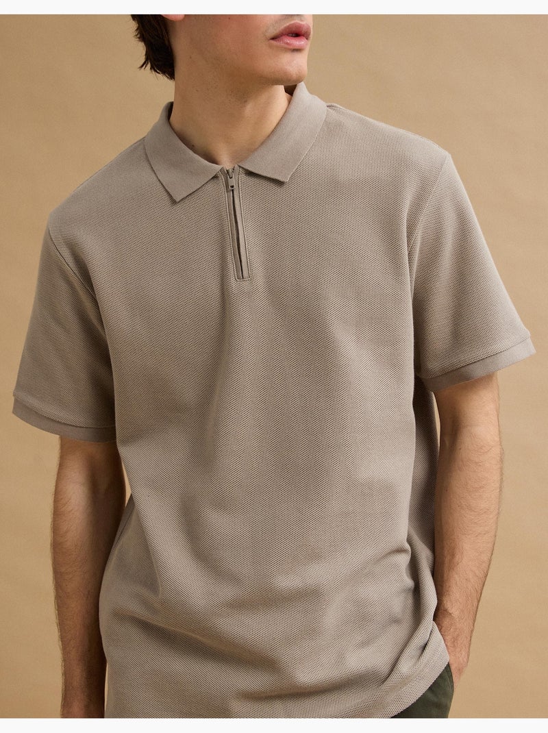 Polo con cerniera, MO Fashion Beige - Kiabi