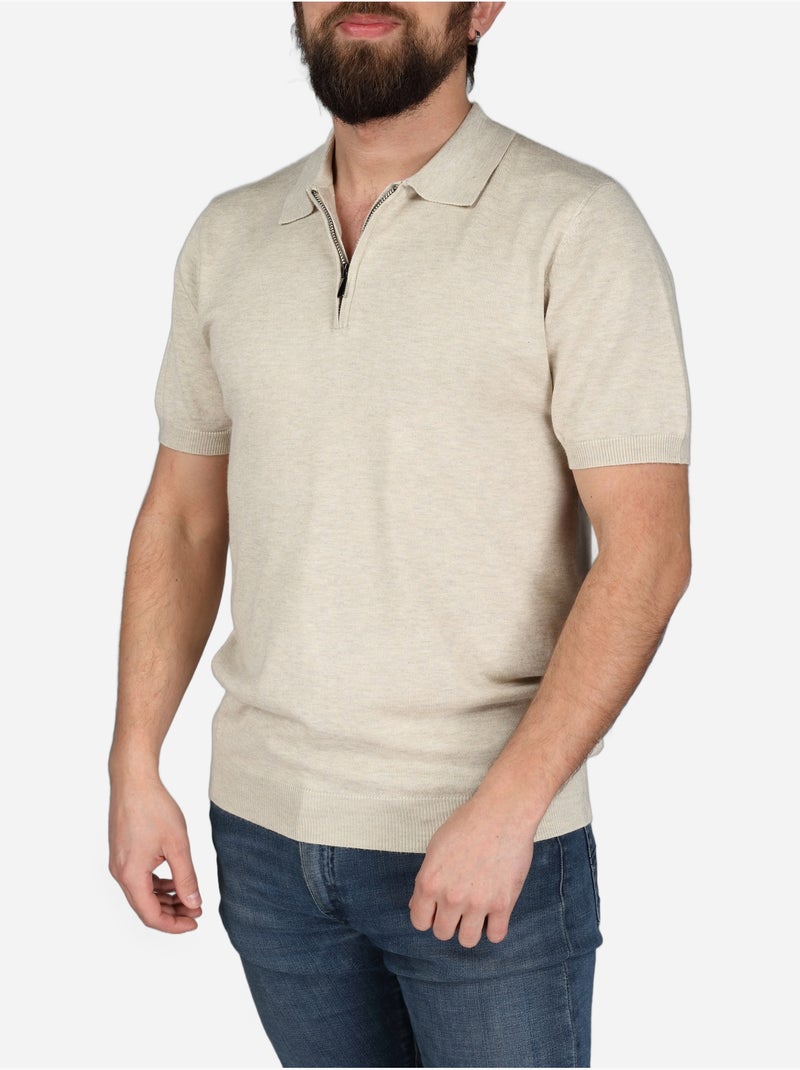 Polo con colletto con cerniera - Frilivin Beige - Kiabi