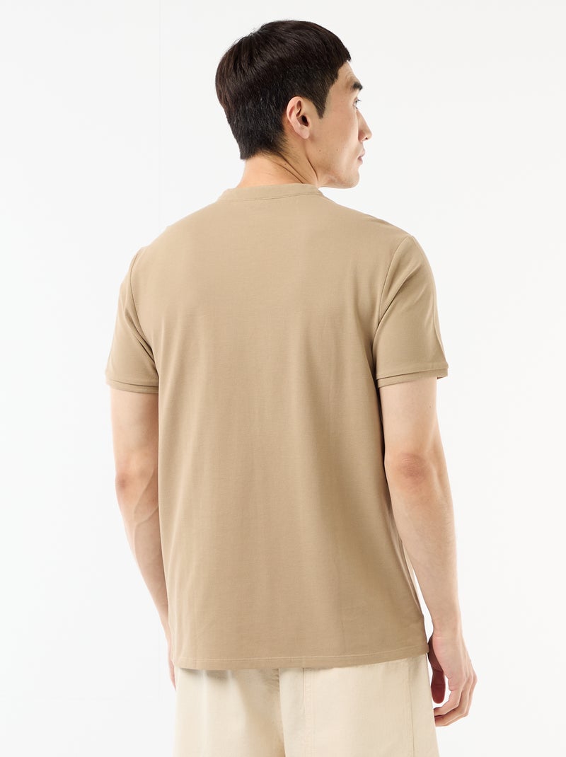 Polo con collo alla coreana Beige - Kiabi