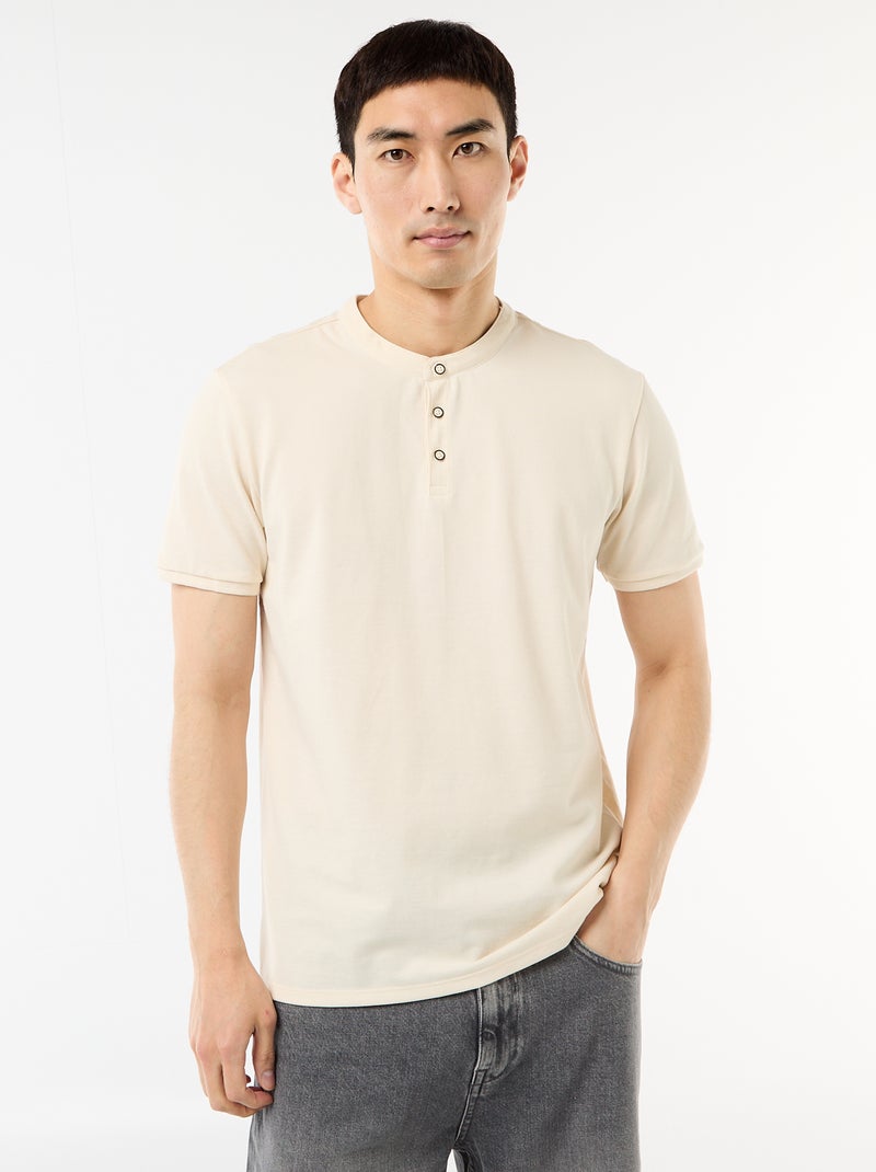 Polo con collo alla coreana Bianco - Kiabi
