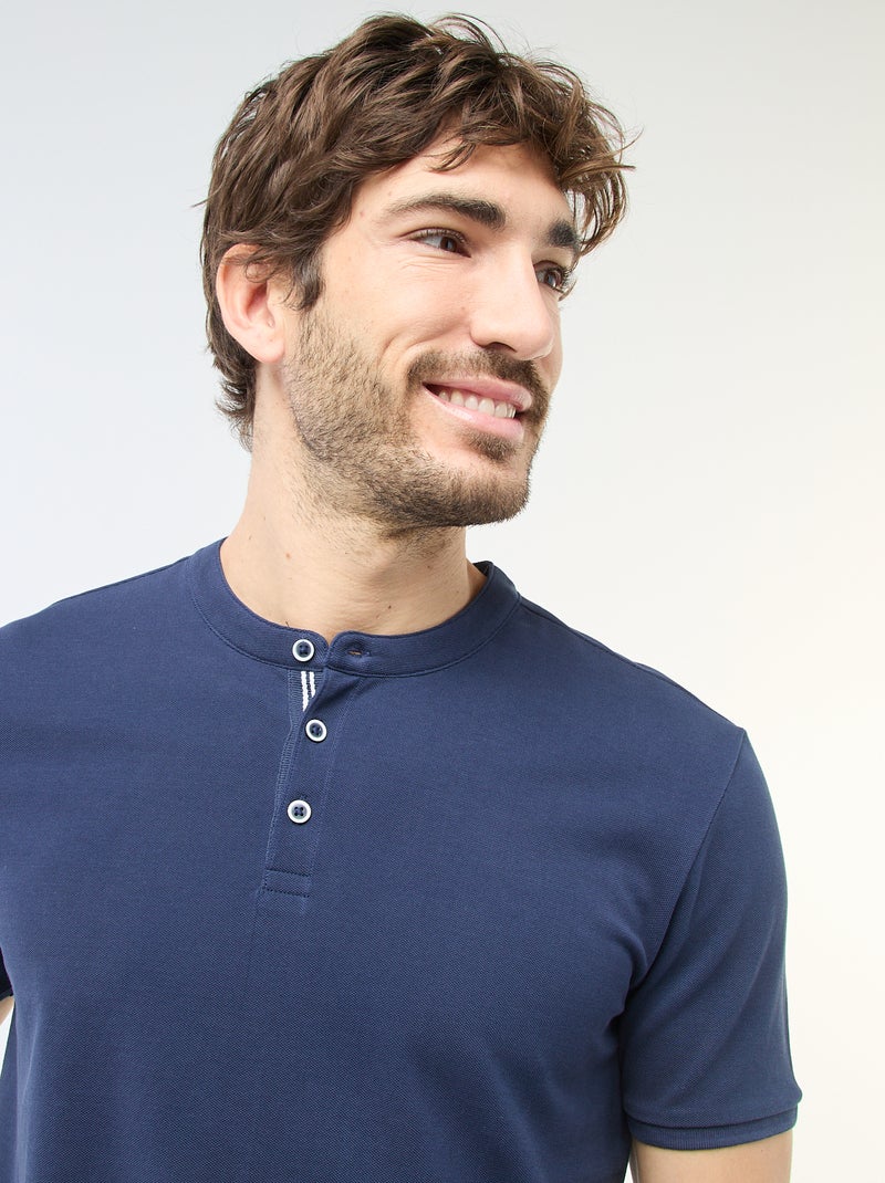 Polo con collo alla coreana Blu - Kiabi