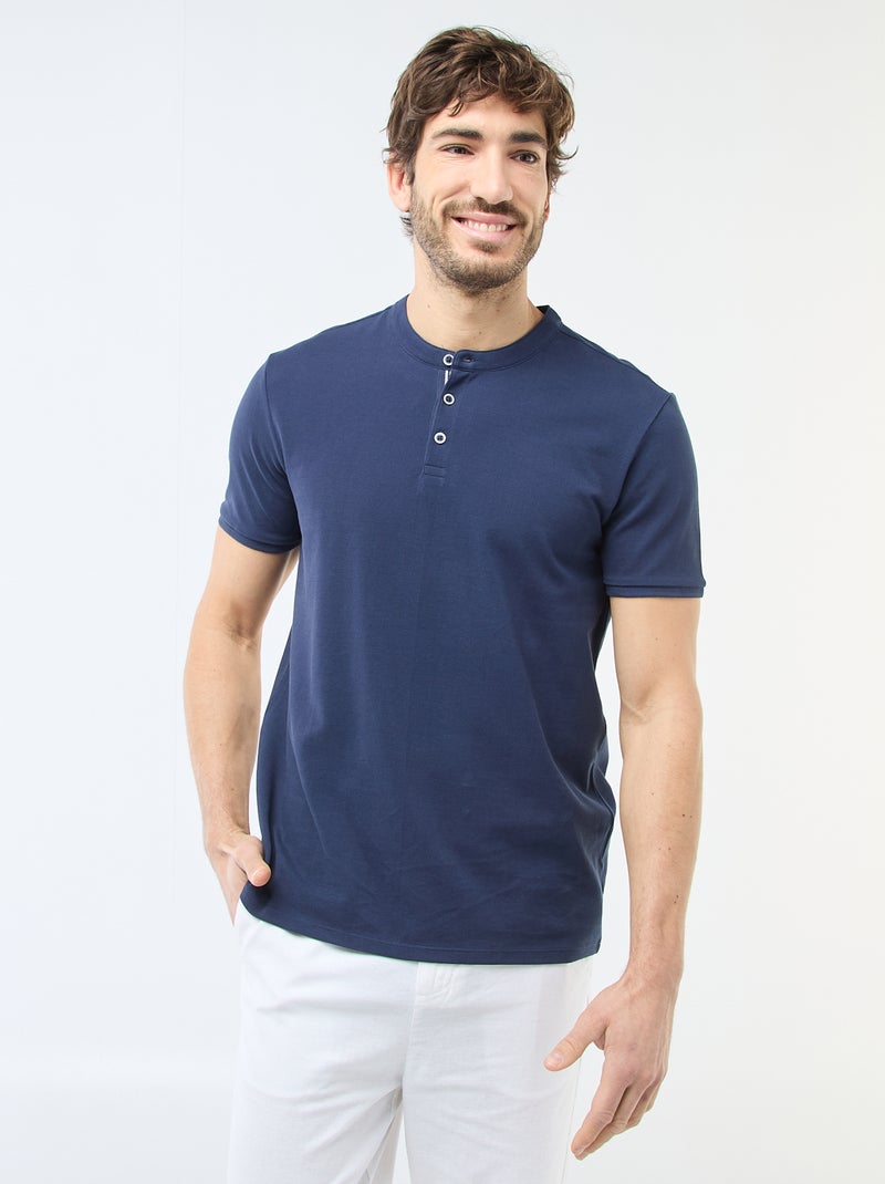 Polo con collo alla coreana Blu - Kiabi