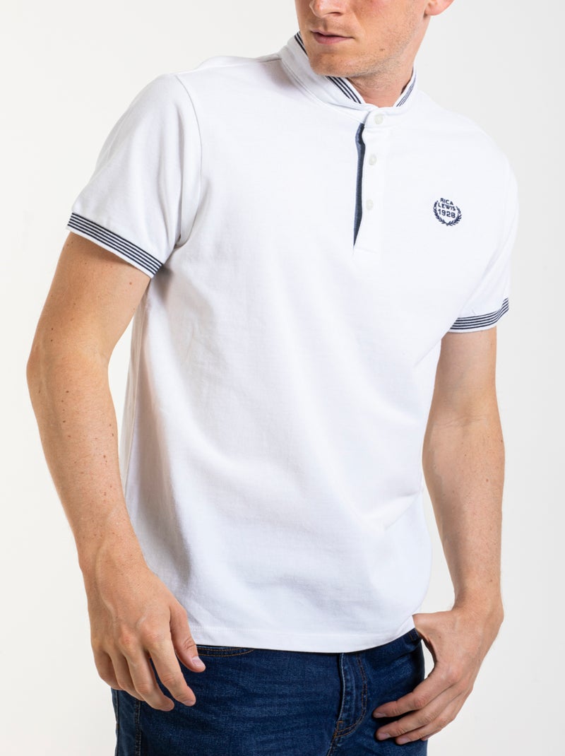 Polo con collo alla coreana FULVIO Bianco - Kiabi