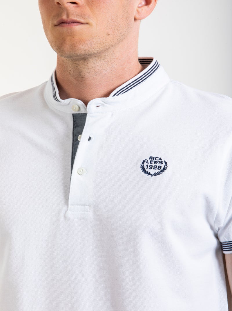 Polo con collo alla coreana FULVIO Bianco - Kiabi