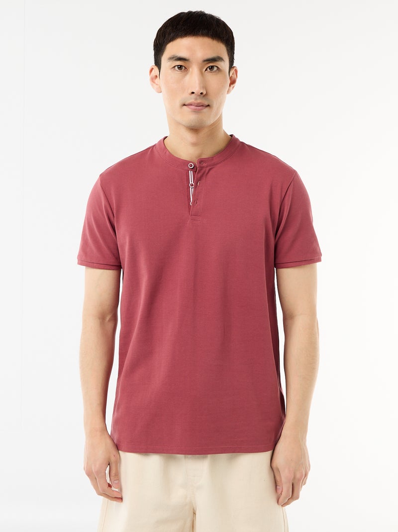 Polo con collo alla coreana Rosso - Kiabi