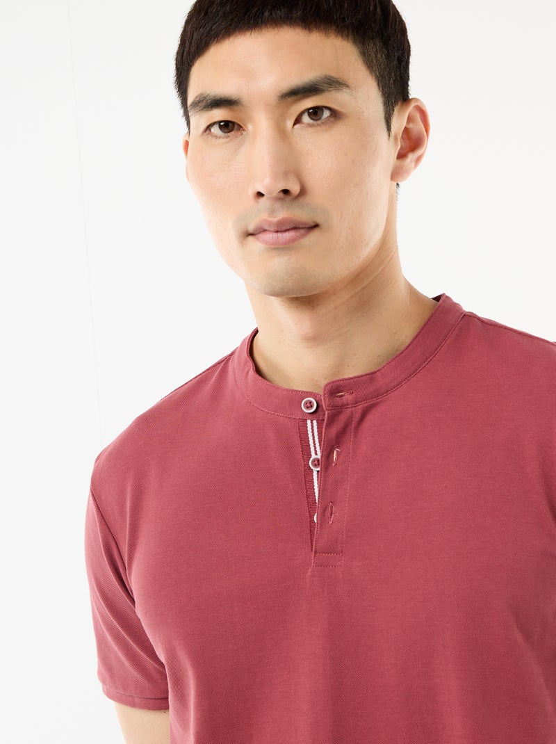 Polo con collo alla coreana Rosso - Kiabi