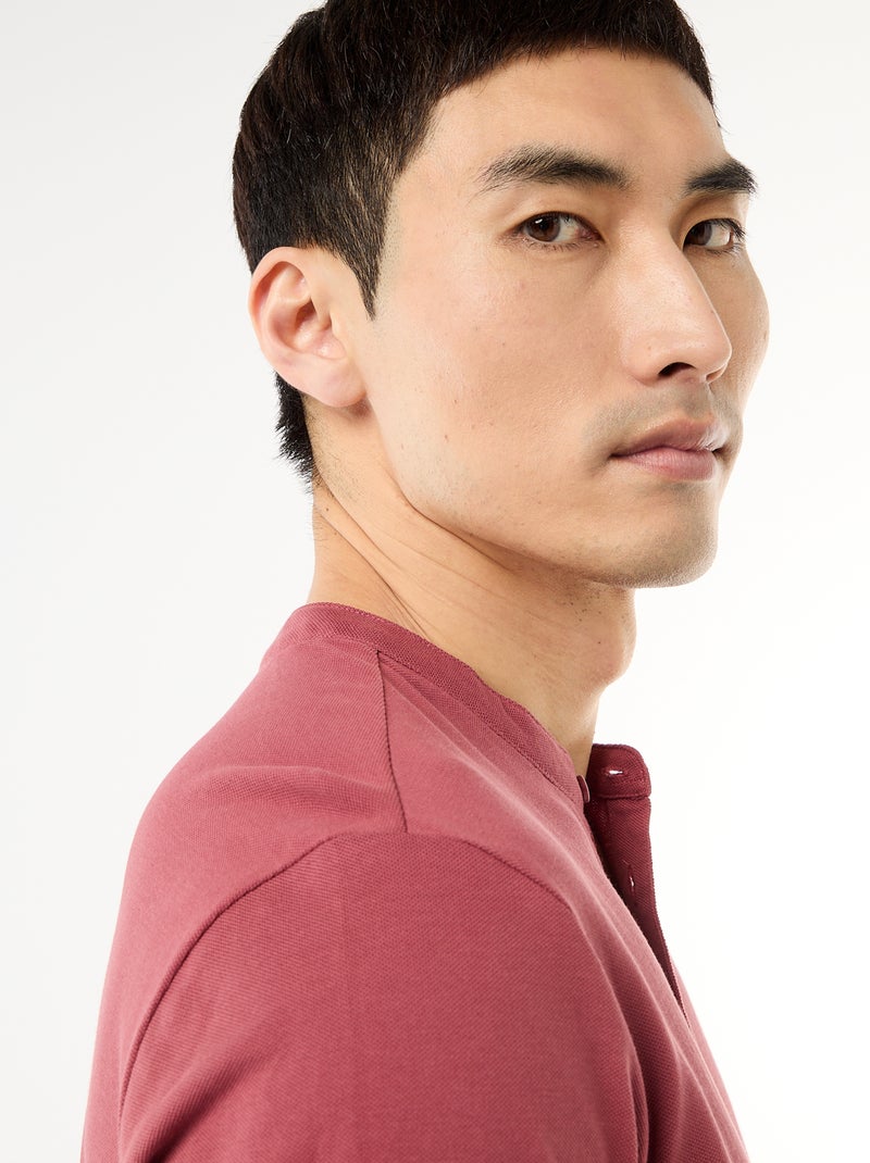 Polo con collo alla coreana Rosso - Kiabi