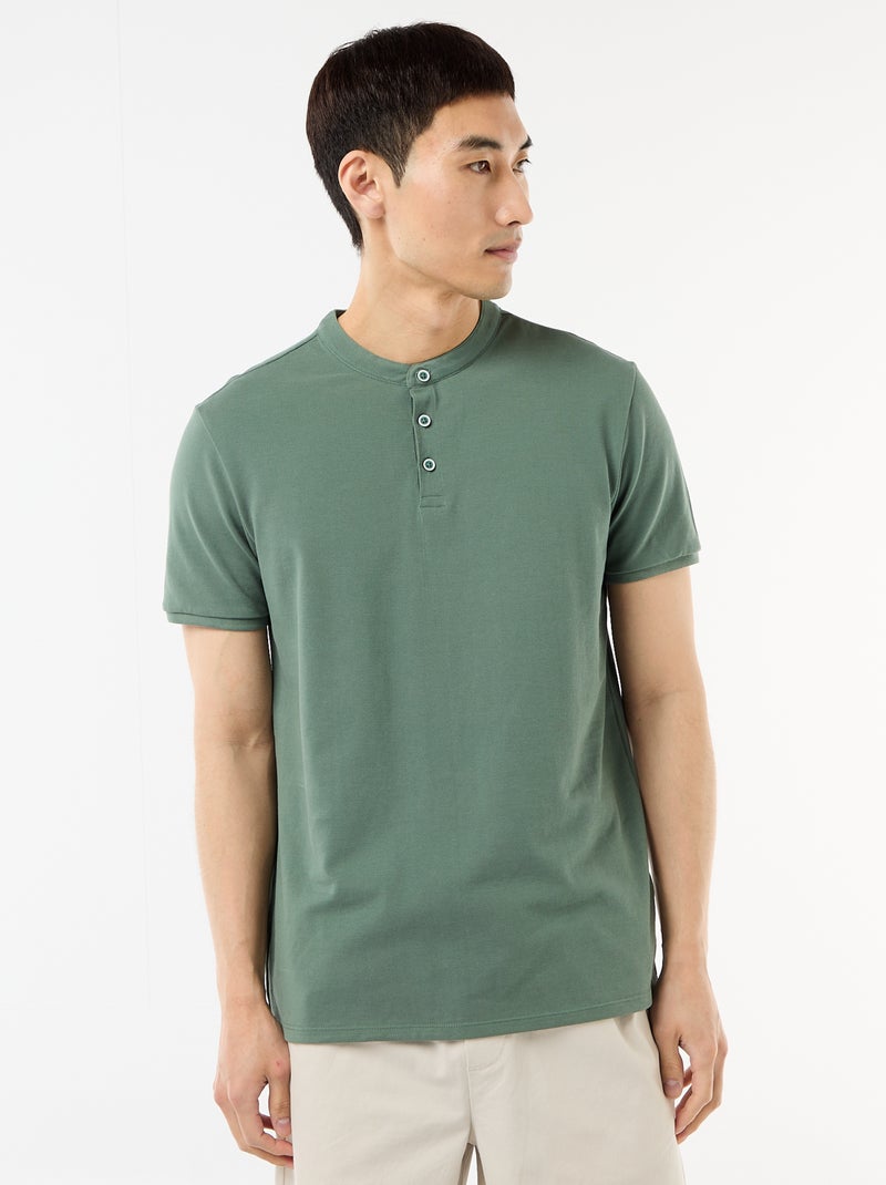 Polo con collo alla coreana Verde - Kiabi