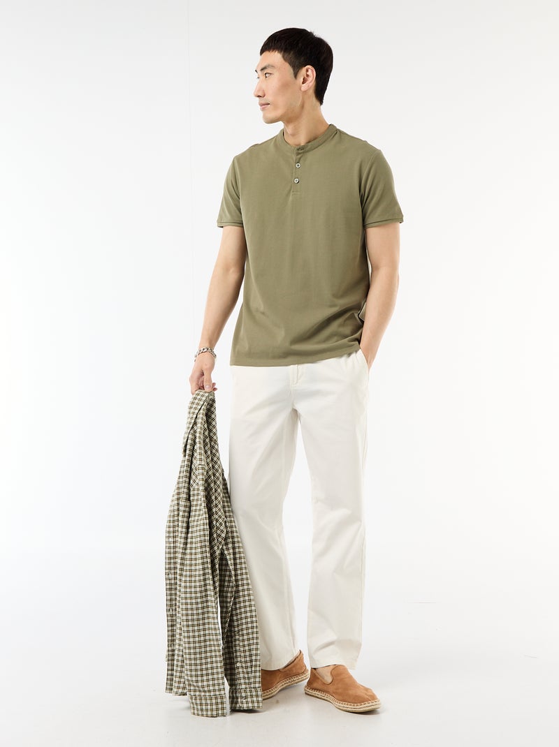 Polo con collo alla coreana Verde - Kiabi
