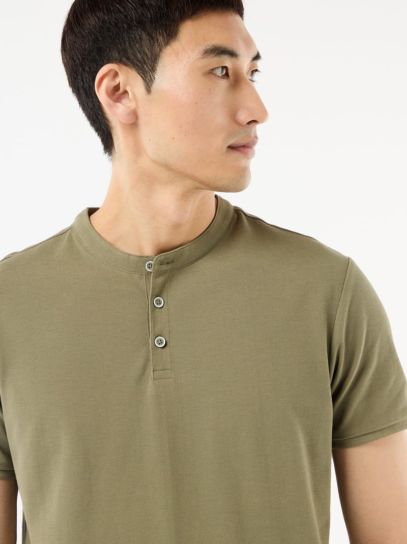 Polo con collo alla coreana Verde - Kiabi