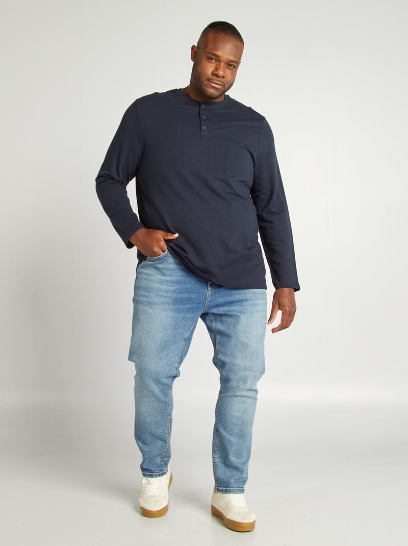 Polo con collo serafino BLU - Kiabi