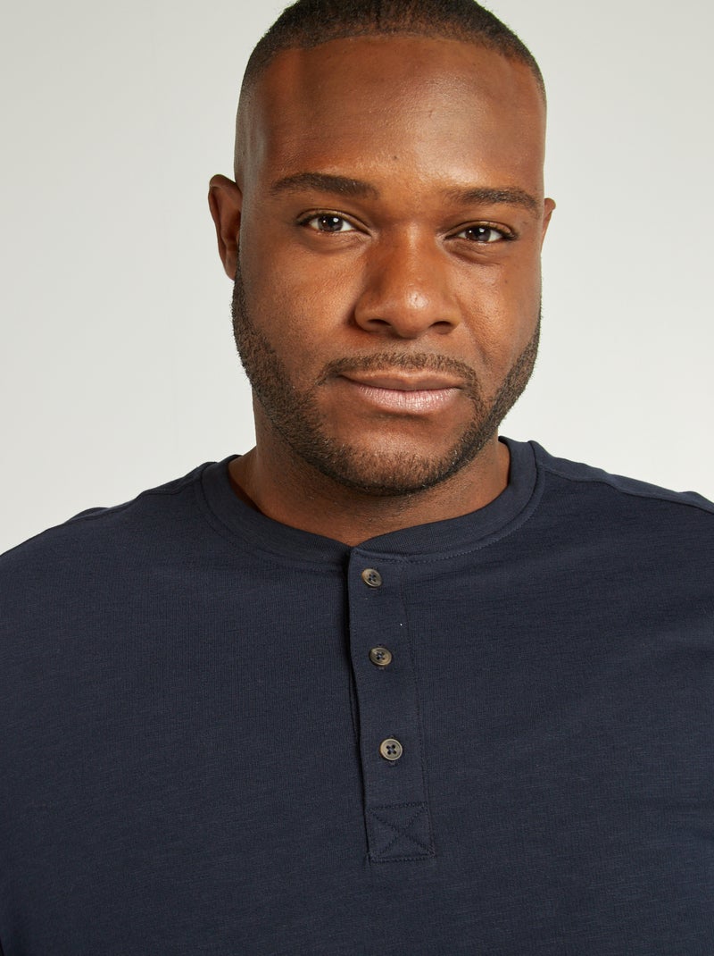 Polo con collo serafino BLU - Kiabi