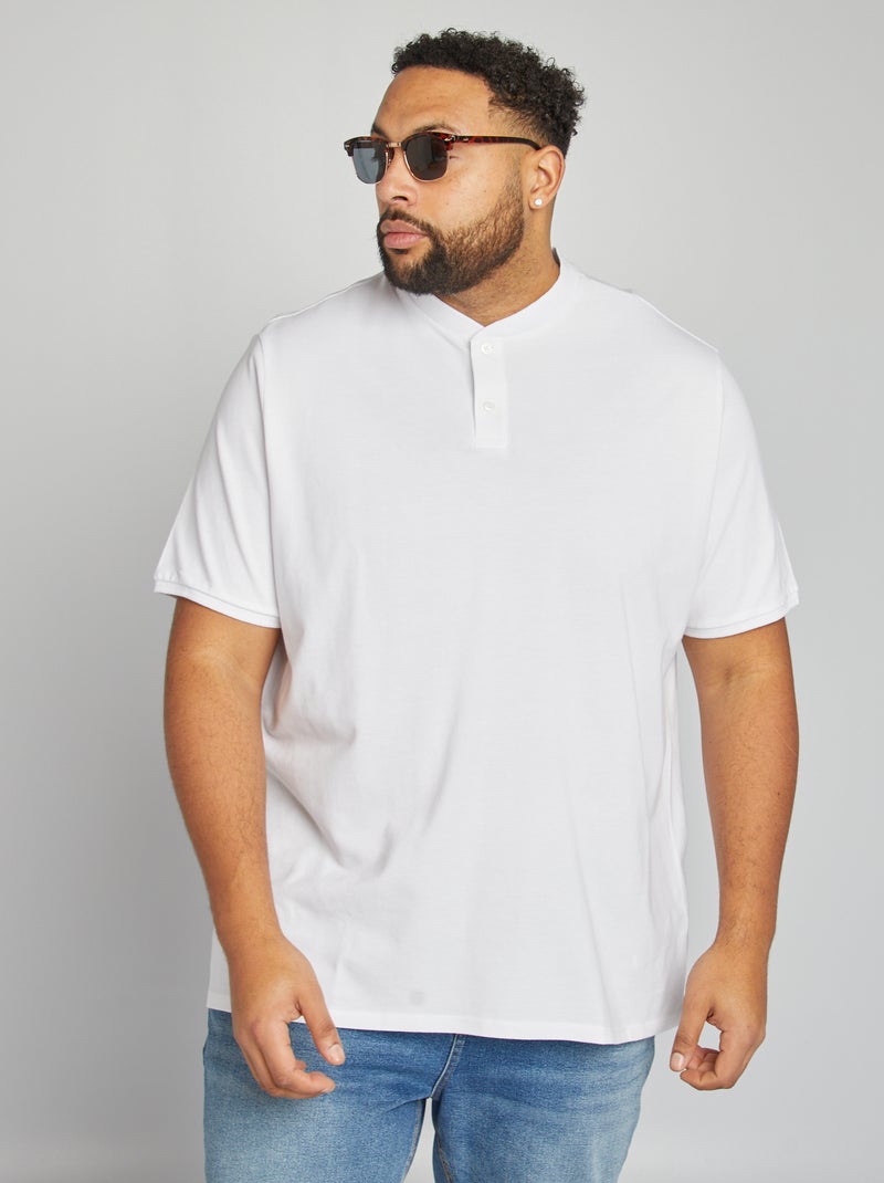 Polo con collo serafino maniche corte bianco - Kiabi
